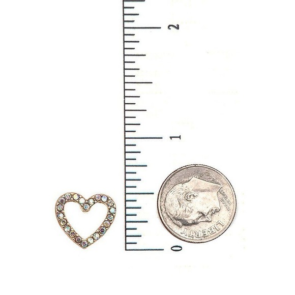Heart Post Stud 1/2" Earrings in Aurora Rhinestones w Organza Gift Bag - Hey Viv - Picture 2 of 3